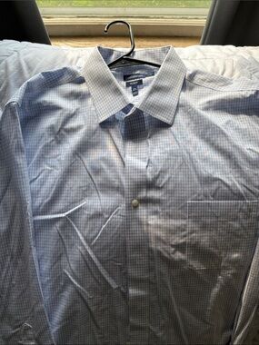croft & barrow Blue and White Checked Dress Shirt